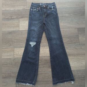 No Boundaries Womens Denim Blue Jeans Bell Bottoms Flare Leg Distressed Size 7